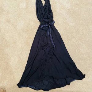 Halter Satin Maxi Dress Navy Medium